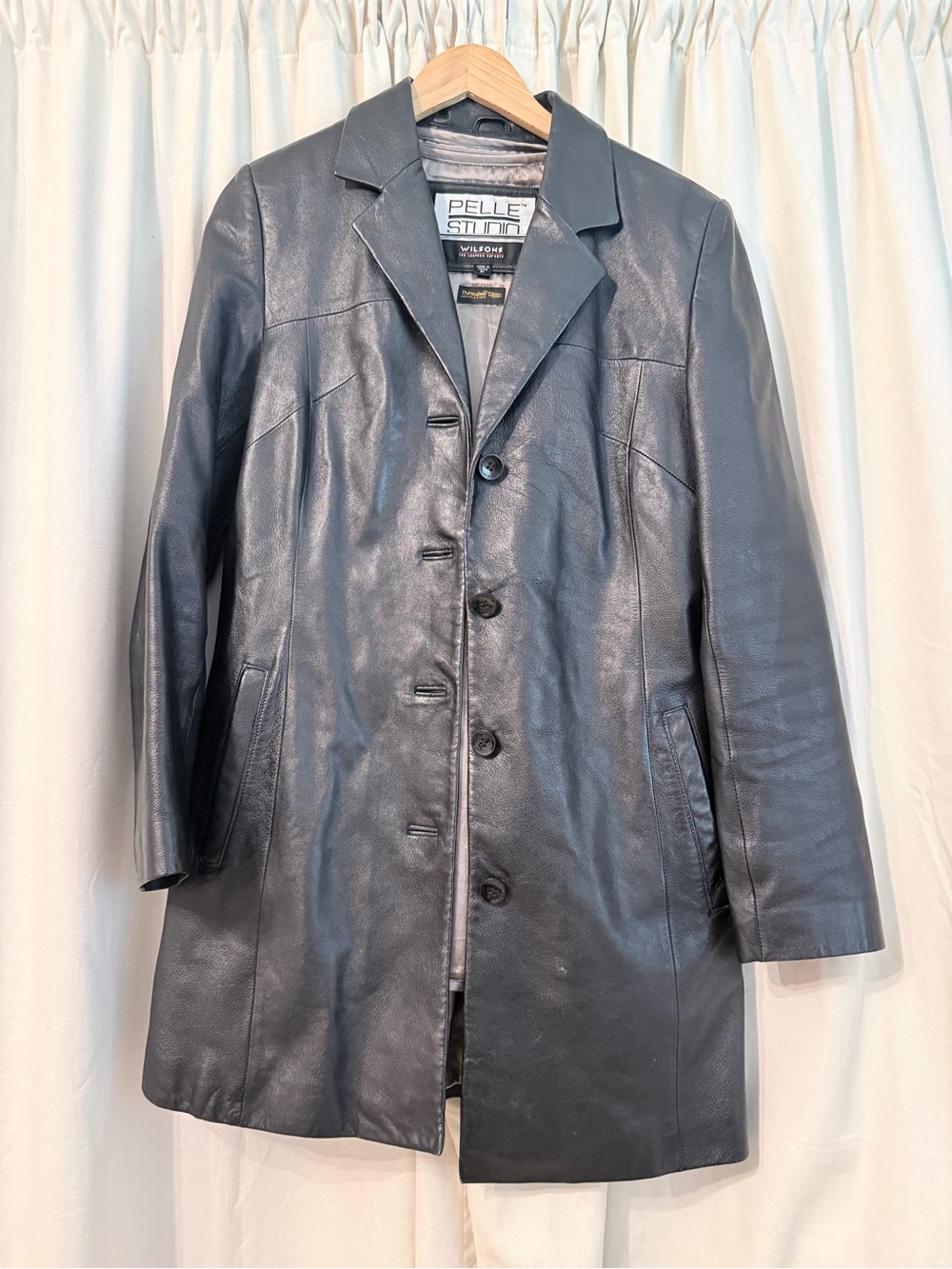 Wilson 3M Thinsulate Black Leather Button-Up Women's Coat